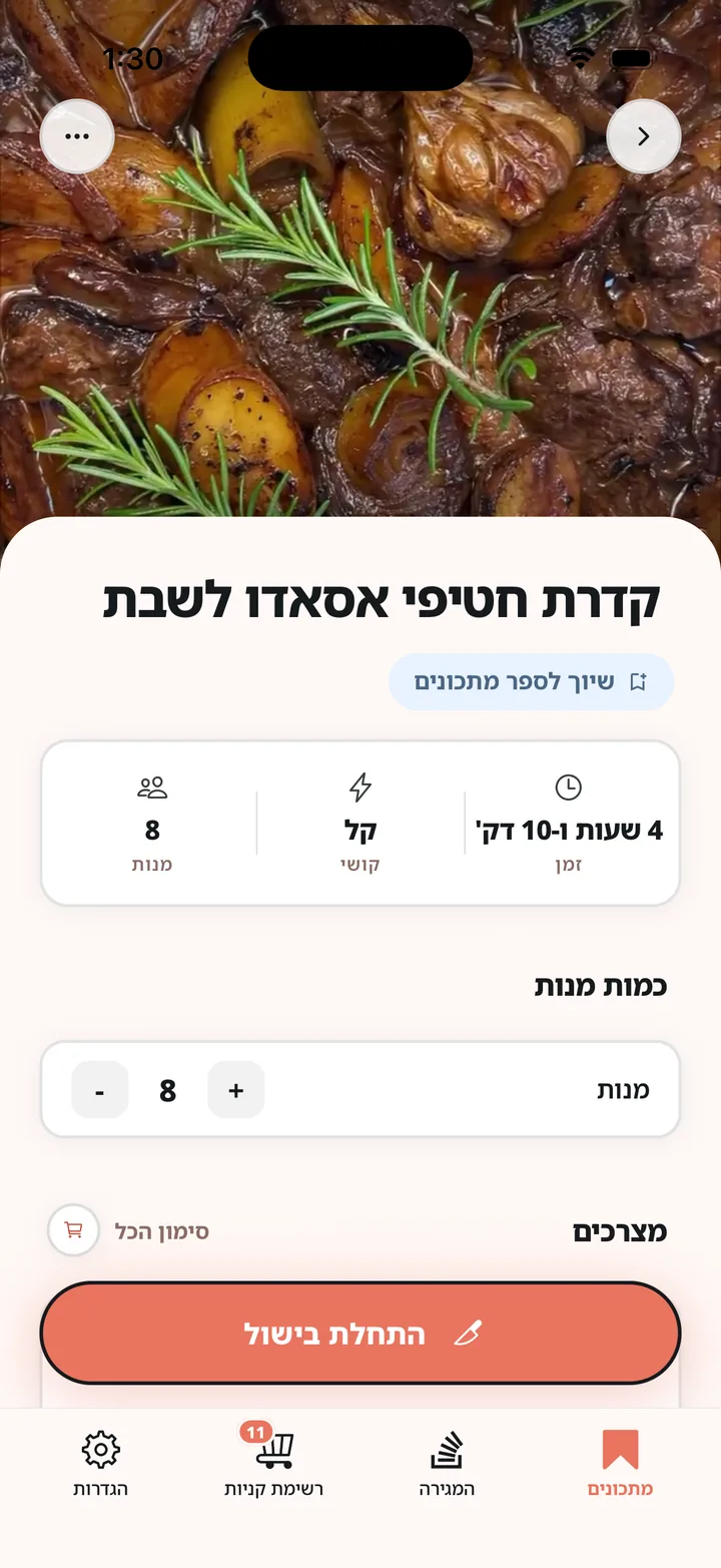 מתכון מוכן ומסודר בעברית