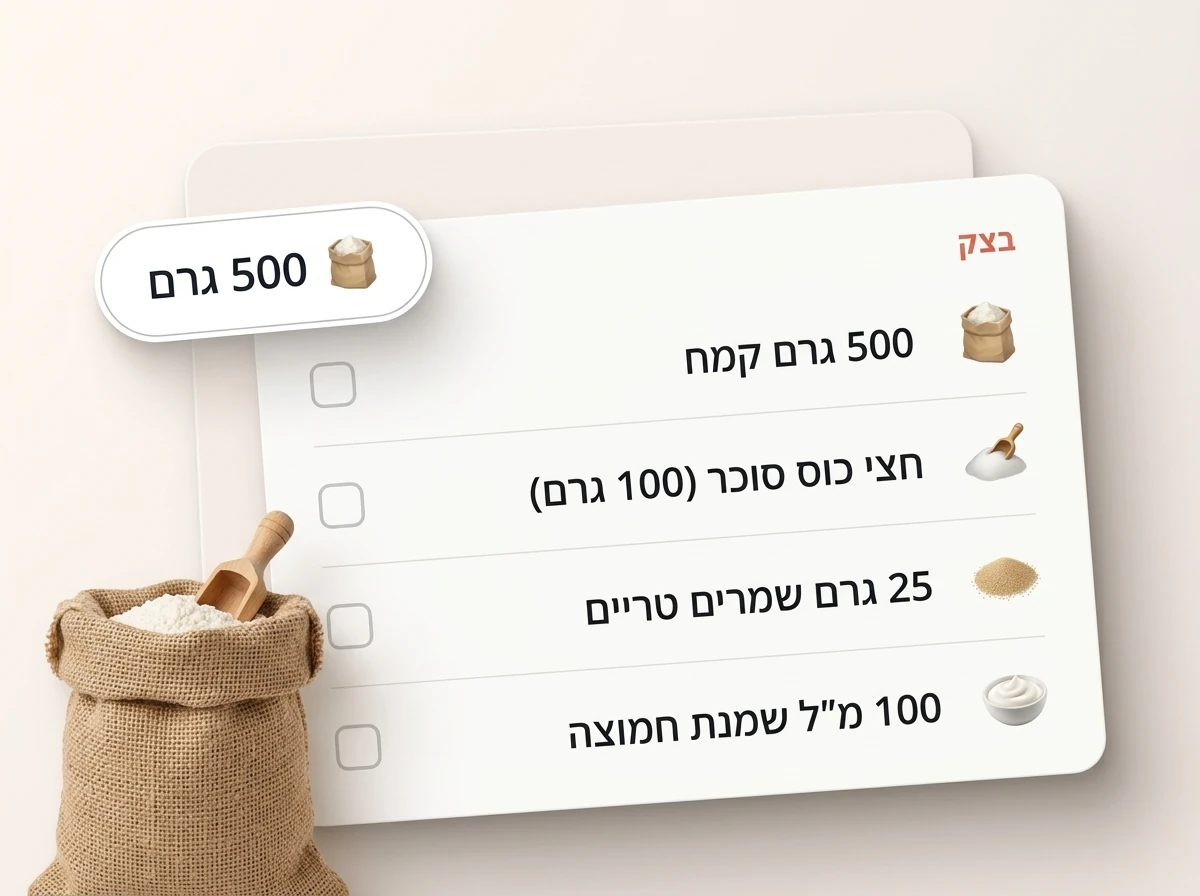 מצרכים בכמויות, לא בתיאורים